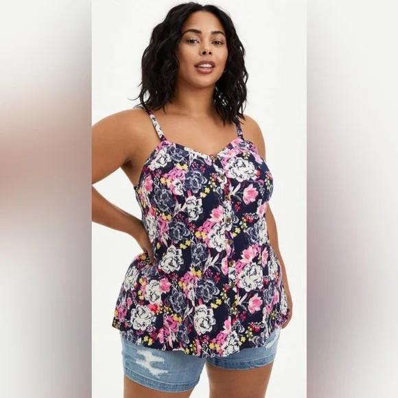 Torrid Fit & Flare Rayon Slub Button-Front Cami 5/5X/28 - Picture 1 of 8